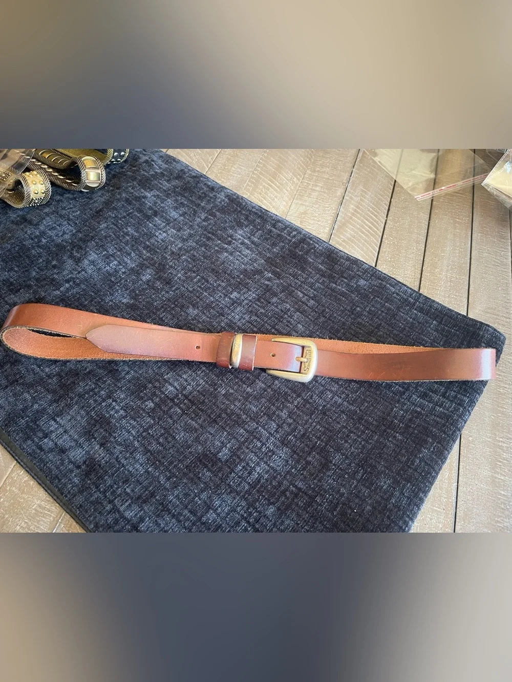 Levi's Brown Leather Belt with Brass-Tone Buckle